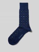 Burlington Socken mit Label-Print in Blau, Größe 40-46