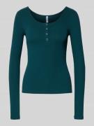 Pieces Slim Fit Langarmshirt aus Baumwoll-Mix Modell 'KITTE' in Dunkel...