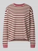 Jake*s Casual Longsleeve mit Rundhalsausschnitt in Aubergine, Größe M
