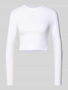 Karo Kauer Cropped Longsleeve mit Label-Patch in Weiss, Größe L