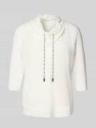 Marc Cain T-Shirt aus Baumwoll-Mix mit Tunnelzug in Offwhite, Größe 36