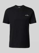 Les Deux T-Shirt mit Label-Stitching Modell 'Diaz' in Black, Größe L