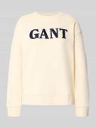 Gant Sweatshirt mit Rundhalsausschnitt und Label-Stitching in Ecru, Gr...