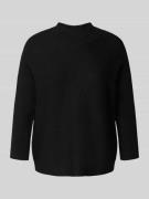comma Strickpullover mit Stehkragen und 3/4-Arm in Black, Größe 34