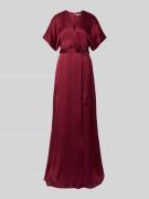 Christian Berg Cocktail Abendkleid mit Bindegürtel in Bordeaux Melange...