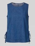 Oui Blusentop mit Rundhalsausschnitt und seitlicher Schnürung in Jeans...