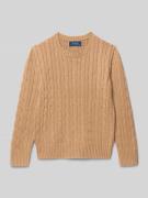 Polo Ralph Lauren Teens Strickpullover mit Zopfmuster und Rundhalsauss...
