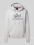 Alpha Industries Hoodie mit Label-Print in Hellgrau, Größe L