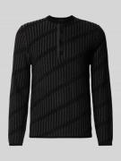 Emporio Armani Strickpullover mit kurzer Knopfleiste in Black, Größe L