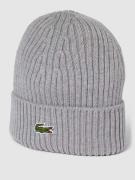 Lacoste Beanie mit Logo-Stitching in Silber, Größe 1