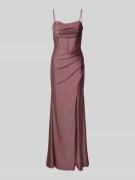 Mascara Abendkleid mit Schnürung und Gehschlitz in Altrosa, Größe 32