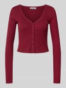 Review Cardigan mit V-Ausschnitt in Bordeaux, Größe L