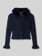 Mayoral Strickjacke mit Kunstfellbesatz in Marine, Größe 104