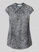 comma Blusenshirt mit Rundhalsausschnitt und gelegten Falten in Black,...