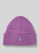 Polo Ralph Lauren Wollmütze mit Logo-Stitching in Violett, Größe 1