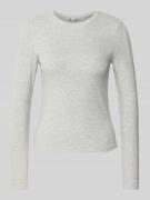 Only Slim Fit Langarmshirt aus Baumwoll-Mix Modell 'RILEY' in Hellgrau...