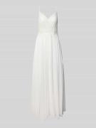 Mascara Abendkleid mit Spitze in Ecru, Größe 38