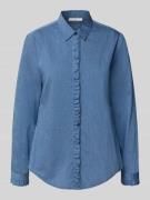 ETERNA Relaxed Fit Hemdbluse mit Rüschenbesatz in Marine, Größe 42