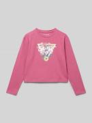 Guess Longsleeve mit Label-Print in Fuchsia, Größe 128