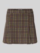 Review Minirock mit gelegten Falten in Dunkelbraun, Größe L