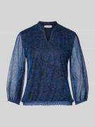 More & More T-Shirt mit semitransparenten Ärmeln in Marine, Größe 34