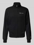 CHAMPION Sweatjacke mit Label-Stitching in Black, Größe L