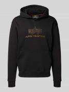 Alpha Industries Hoodie mit Kapuze und Logo-Print in Black, Größe L