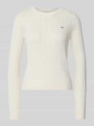 Tommy Jeans Regular Fit Strickpullover aus reiner Baumwolle in Offwhit...