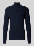 Matinique Strickpullover mit Troyer-Kragen Modell 'mason' in Dunkelbla...