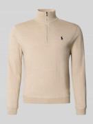 Polo Ralph Lauren Strickpullover mit Troyer-Kragen in Ecru, Größe L