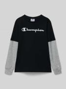CHAMPION Longsleeve mit Label-Prints in Black, Größe 128