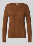 Christian Berg Woman Strickpullover mit Zopfmuster in Cognac, Größe L