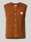 American Vintage Strickweste mit Label-Patch in Cognac Melange, Größe ...
