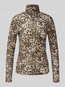 Marc Cain Longsleeve mit Allover-Animal-Print in Camel, Größe 46