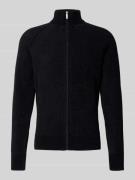 JAKE*S STUDIO MEN Strickjacke mit Stehkragen in Black, Größe XXL