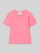 CHAMPION T-Shirt mit Label-Stitching in Pink, Größe 128