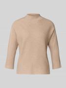comma Strickpullover mit Stehkragen und 3/4-Arm in Sand, Größe 34