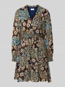 Apricot Minikleid mit V-Ausschnitt in Petrol, Größe L