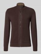 MCNEAL Strickjacke mit Stehkragen in Schoko Melange, Größe XXXL