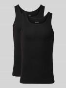 Snocks Tanktop mit geripptem Rundhalsausschnitt im 2er-Pack in Black, ...