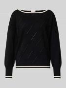 LIU JO SPORT Strickpullover mit Strasssteinbesatz in Black, Größe M