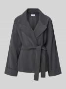 Jake*s Casual Jacke mit Bindegürtel in Dunkelgrau, Größe 34