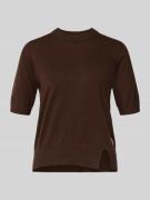 Liu Jo White Strickshirt mit Rundhalsausschnitt in Schoko, Größe XS