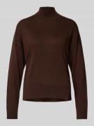 Liu Jo White Strickpullover mit Stehkragen in Schoko, Größe M