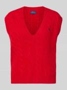 Polo Ralph Lauren Strickpullunder mit Zopfmuster in Rot, Größe L
