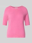 Rich & Royal Strickpullover mit gerippten Abschlüssen in Pink, Größe L