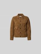 Officine Générale Regular Fit Jacke aus reinem Ziegenleder in Mittelbr...