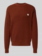 Calvin Klein Jeans Strickpullover mit Label-Patch in Rostrot, Größe L