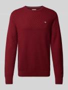 Gant Regular Fit Strickpullover mit Baumwoll-Anteil in Bordeaux, Größe...