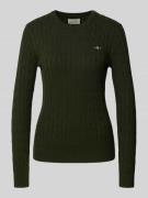Gant Strickpullover mit Zopfmuster in Dunkelgruen, Größe L